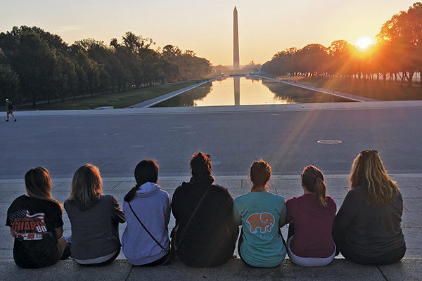 Rehabilitation Counseling students enjoy the Washington, DC, sunset while attending the National Council on Rehabilitation Education  
(NCRE) conference.