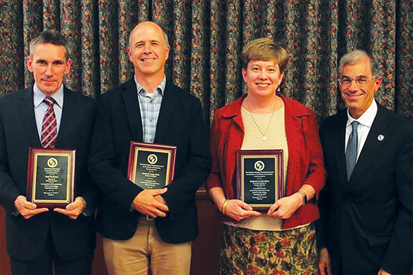 From L to R: Todd Derdarian, James Lang, Ph.D., Stephanie McCaffrey, and Preisdent Cesareo.