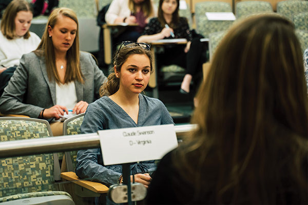 Assumption students participated in a Model Senate project through the University's Daniel Patrick Moynihan Center for Scholarship and Statesmanship.