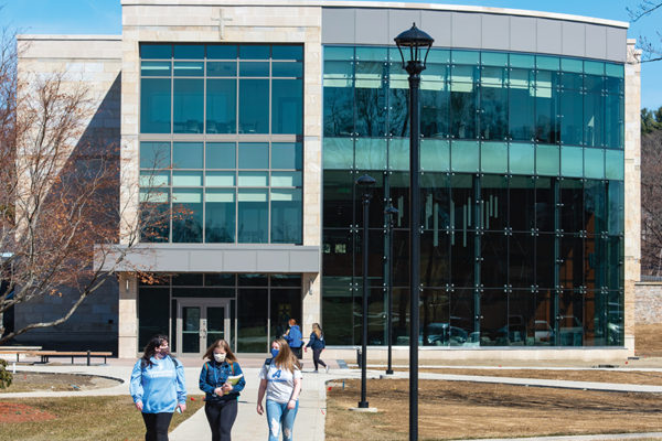 The front of the new Health Sciences Building at Assumption.